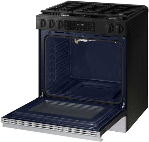 Samsung - 30 in. Wide 5 Burner Bespoke 6.0 Cu. Ft. Slide-In Gas Range with Precision Knobs - Stainless Steel