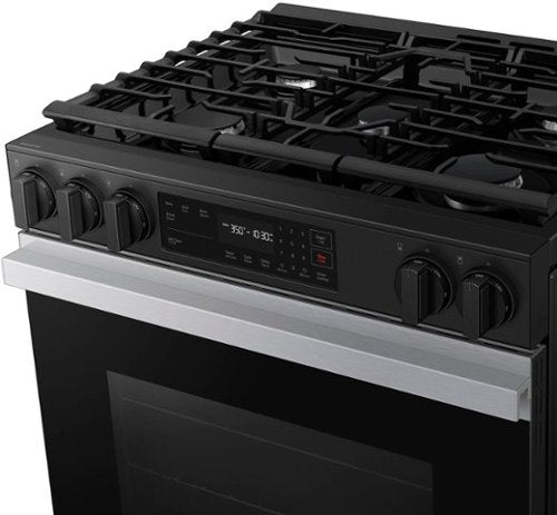 Samsung - 30 in. Wide 5 Burner Bespoke 6.0 Cu. Ft. Slide-In Gas Range with Precision Knobs - Stainless Steel