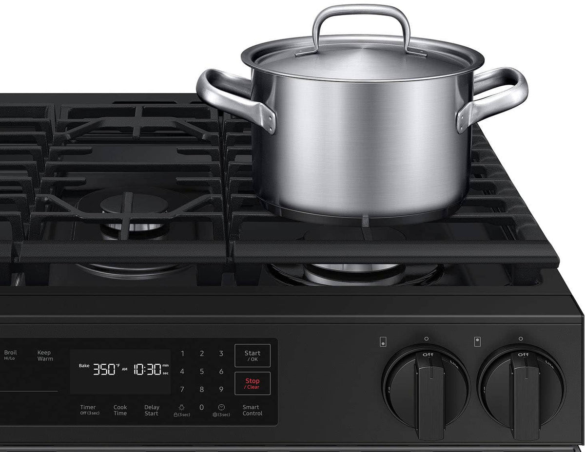 Samsung - 30 in. Wide 5 Burner Bespoke 6.0 Cu. Ft. Slide-In Gas Range with Precision Knobs - Stainless Steel