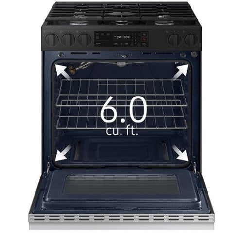 Samsung - 30 in. Wide 5 Burner Bespoke 6.0 Cu. Ft. Slide-In Gas Range with Precision Knobs - Stainless Steel