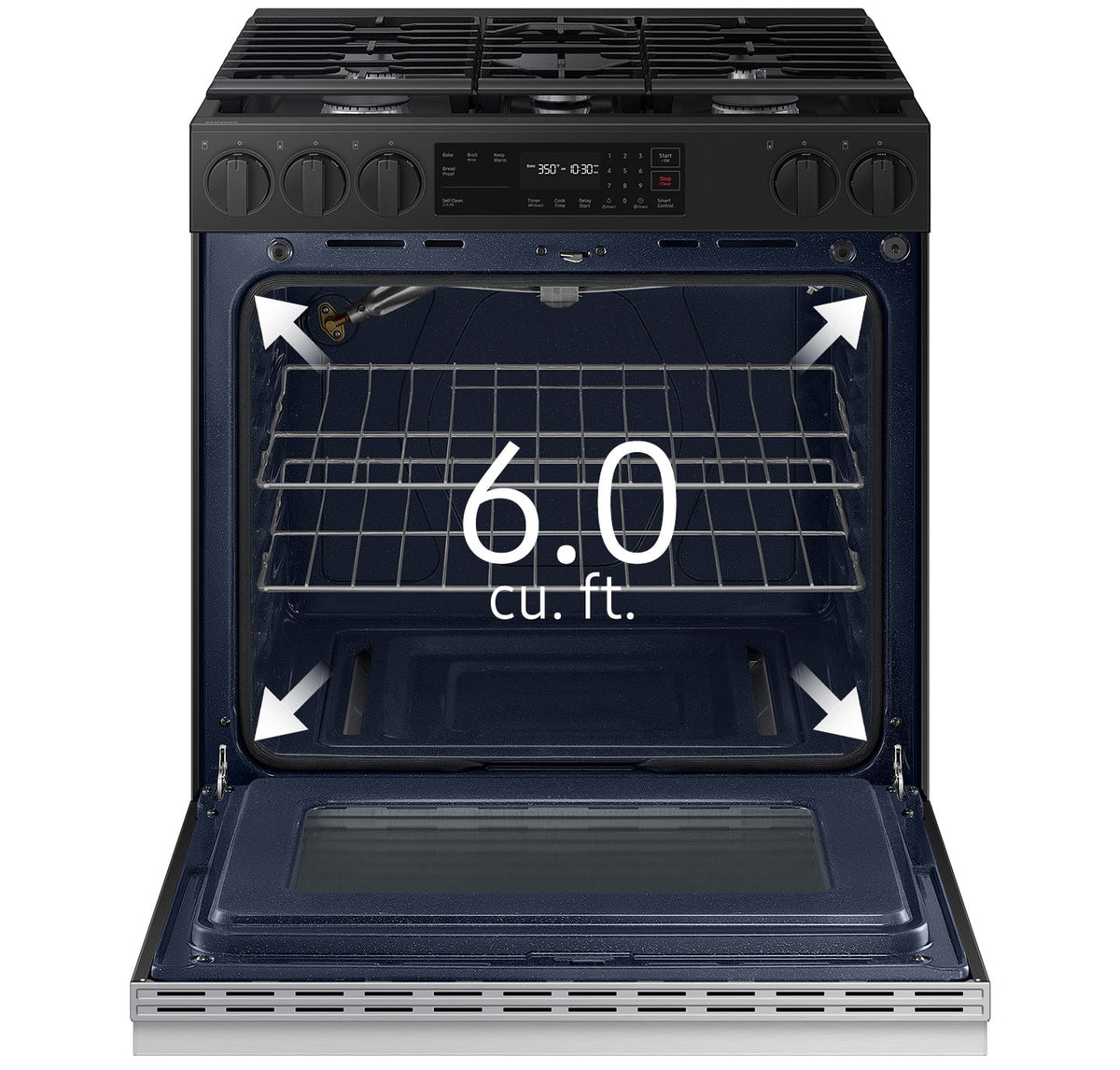 Samsung - 30 in. Wide 5 Burner Bespoke 6.0 Cu. Ft. Slide-In Gas Range with Precision Knobs - Stainless Steel
