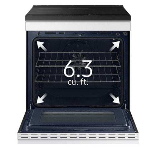 Samsung - 30 in. Wide 4 Elements Bespoke 6.3 Cu. Ft. Slide-In Electric Induction Range with Air Fry - White Glass