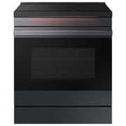 Samsung - 30 in. Wide 4 Burner Bespoke 6.3 Cu. Ft. Slide-In Electric Induction Range with Ambient Edge Lighting - Matte Black Steel