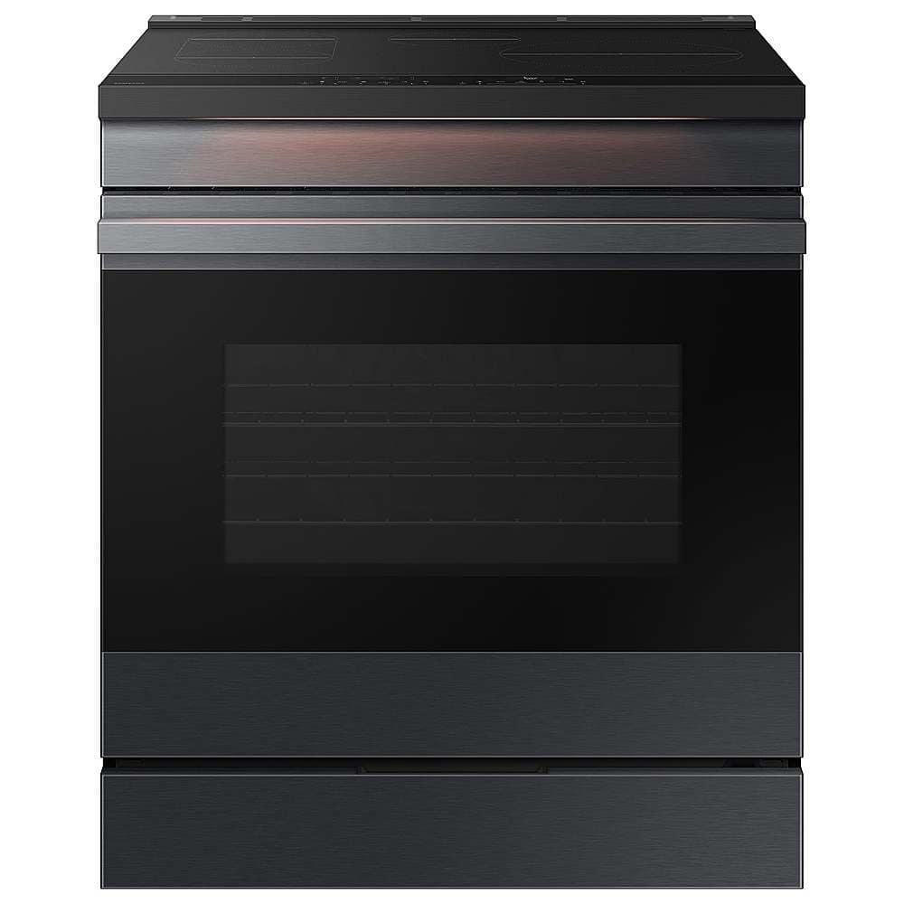Samsung - 30 in. Wide 4 Burner Bespoke 6.3 Cu. Ft. Slide-In Electric Induction Range with Ambient Edge Lighting - Matte Black Steel