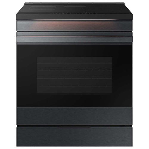 Samsung - 30 in. Wide 4 Burner Bespoke 6.3 Cu. Ft. Slide-In Electric Induction Range with Ambient Edge Lighting - Matte Black Steel