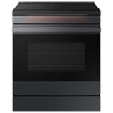 Samsung - 30 in. Wide 4 Burner Bespoke 6.3 Cu. Ft. Slide-In Electric Induction Range with Ambient Edge Lighting - Matte Black Steel