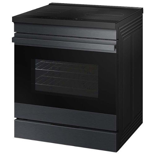 Samsung - 30 in. Wide 4 Burner Bespoke 6.3 Cu. Ft. Slide-In Electric Induction Range with Ambient Edge Lighting - Matte Black Steel