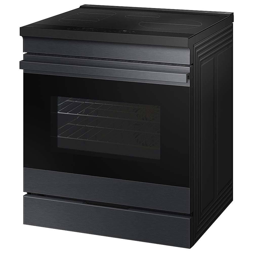 Samsung - 30 in. Wide 4 Burner Bespoke 6.3 Cu. Ft. Slide-In Electric Induction Range with Ambient Edge Lighting - Matte Black Steel