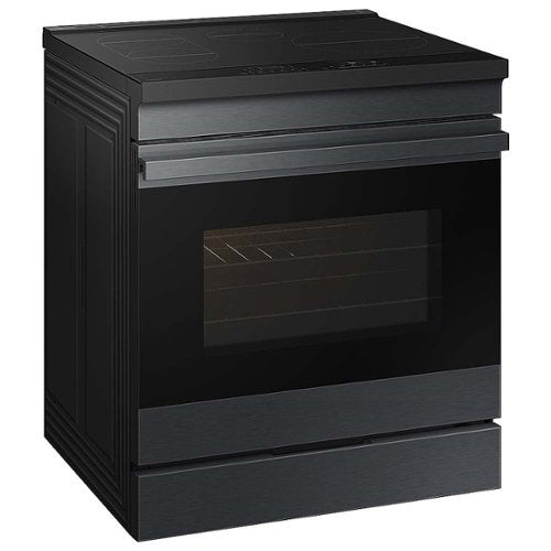 Samsung - 30 in. Wide 4 Burner Bespoke 6.3 Cu. Ft. Slide-In Electric Induction Range with Ambient Edge Lighting - Matte Black Steel