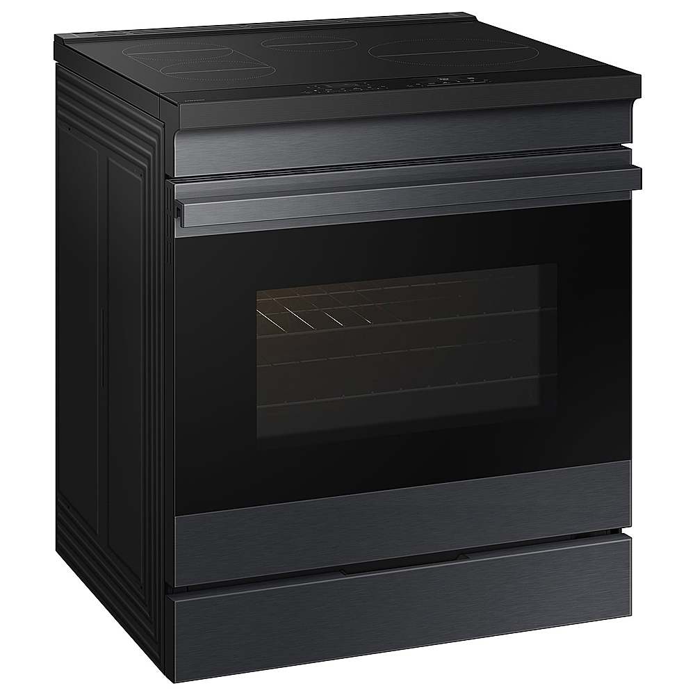Samsung - 30 in. Wide 4 Burner Bespoke 6.3 Cu. Ft. Slide-In Electric Induction Range with Ambient Edge Lighting - Matte Black Steel