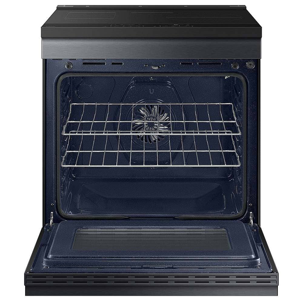Samsung - 30 in. Wide 4 Burner Bespoke 6.3 Cu. Ft. Slide-In Electric Induction Range with Ambient Edge Lighting - Matte Black Steel