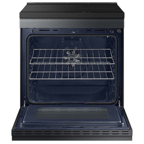 Samsung - 30 in. Wide 4 Burner Bespoke 6.3 Cu. Ft. Slide-In Electric Induction Range with Ambient Edge Lighting - Matte Black Steel