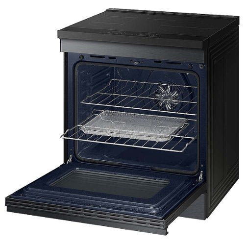 Samsung - 30 in. Wide 4 Burner Bespoke 6.3 Cu. Ft. Slide-In Electric Induction Range with Ambient Edge Lighting - Matte Black Steel