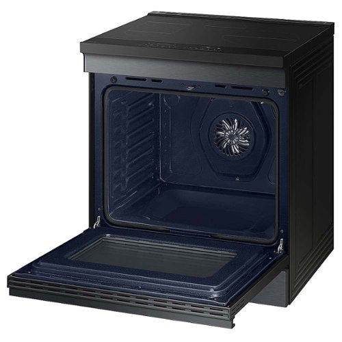 Samsung - 30 in. Wide 4 Burner Bespoke 6.3 Cu. Ft. Slide-In Electric Induction Range with Ambient Edge Lighting - Matte Black Steel