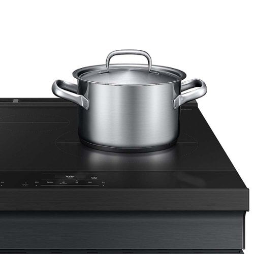 Samsung - 30 in. Wide 4 Burner Bespoke 6.3 Cu. Ft. Slide-In Electric Induction Range with Ambient Edge Lighting - Matte Black Steel