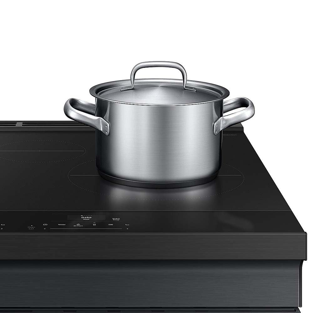 Samsung - 30 in. Wide 4 Burner Bespoke 6.3 Cu. Ft. Slide-In Electric Induction Range with Ambient Edge Lighting - Matte Black Steel