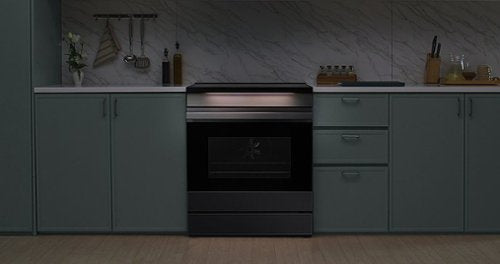 Samsung - 30 in. Wide 4 Burner Bespoke 6.3 Cu. Ft. Slide-In Electric Induction Range with Ambient Edge Lighting - Matte Black Steel