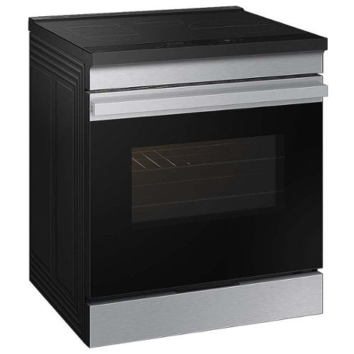 Samsung - 30 in. Wide 4 Elements Bespoke 6.3 Cu. Ft. Slide-In Electric Induction Range with Anti-Scratch Glass Cooktop - Stainless Steel