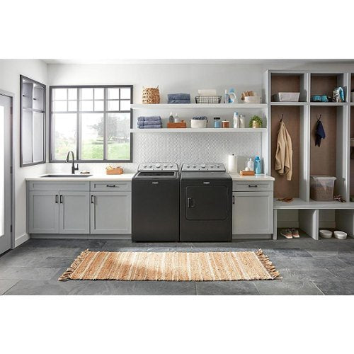 Maytag - 7.0 Cu. Ft. Electric Dryer with Steam and Extra Power Button - Volcano Black