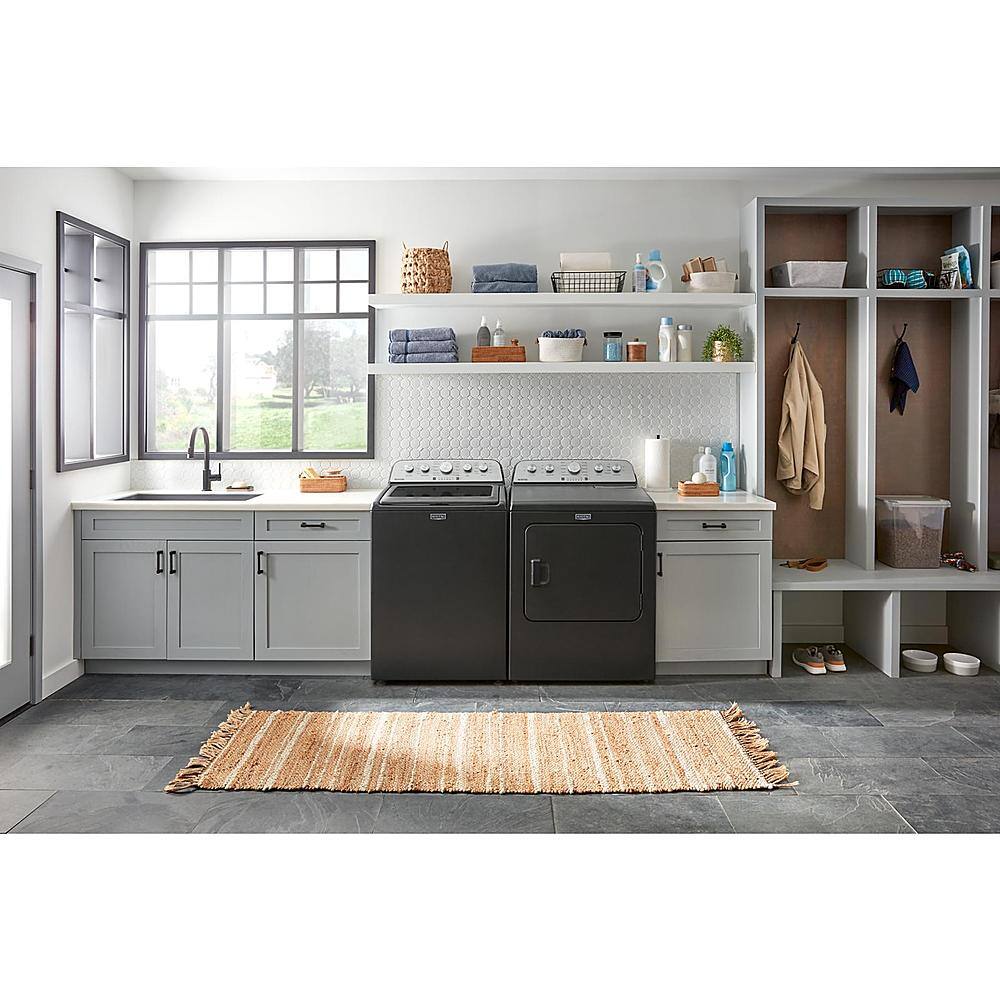 Maytag - 7.0 Cu. Ft. Electric Dryer with Steam and Extra Power Button - Volcano Black