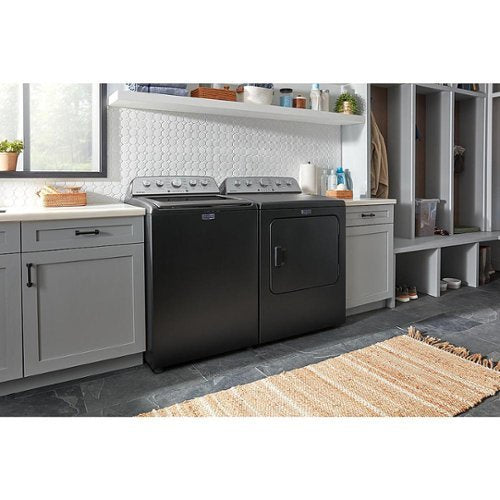 Maytag - 7.0 Cu. Ft. Electric Dryer with Steam and Extra Power Button - Volcano Black