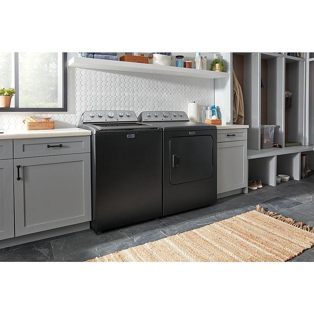 Maytag - 7.0 Cu. Ft. Electric Dryer with Steam and Extra Power Button - Volcano Black