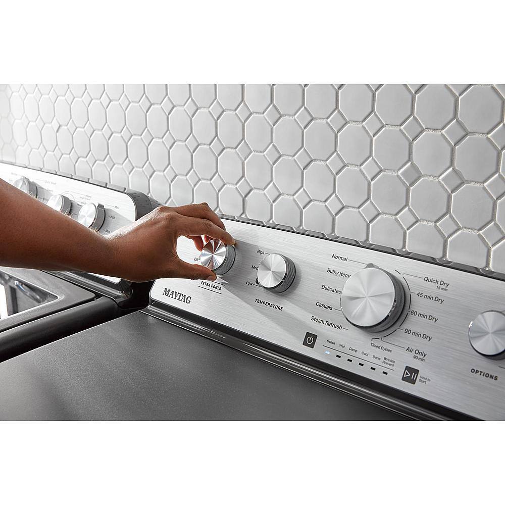 Maytag - 7.0 Cu. Ft. Electric Dryer with Steam and Extra Power Button - Volcano Black