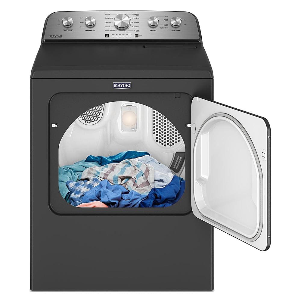 Maytag - 7.0 Cu. Ft. Electric Dryer with Steam and Extra Power Button - Volcano Black