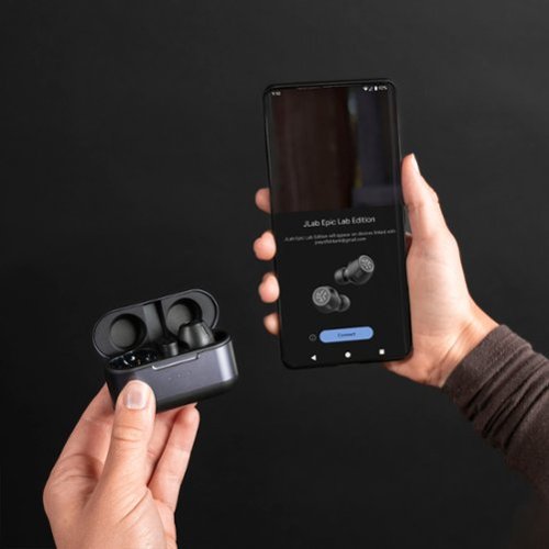 JLab - Epic Lab Edition Wireless Earbuds – Adaptive Noise Cancelling, Dual Drivers, Hi-Res Audio – - Black
