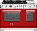 Bertazzoni - 48" Professional Series range - Electric self clean oven - 6 brass burners + griddle - Red