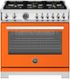 Bertazzoni - 36" Professional Series range - Gas oven - 6 brass burners - Orange