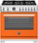 Bertazzoni - 36" Professional Series range - Gas oven - 6 brass burners - Orange