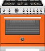 Bertazzoni - 36" Professional Series range - Gas oven - 6 brass burners - Orange