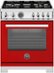 Bertazzoni - 30" Professional Series range - Electric self clean oven - 4 brass burners - Red