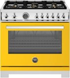 Bertazzoni - 36" Professional Series range - Gas oven - 6 brass burners - Yellow