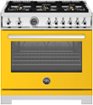 Bertazzoni - 36" Professional Series range - Gas oven - 6 brass burners - Yellow
