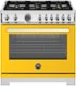 Bertazzoni - 36" Professional Series range - Gas oven - 6 brass burners - Yellow