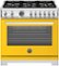 Bertazzoni - 36" Professional Series range - Gas oven - 6 brass burners - Yellow