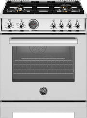 Bertazzoni - 30" Professional Series range - Electric self clean oven - 4 brass burners - Stainless Steel