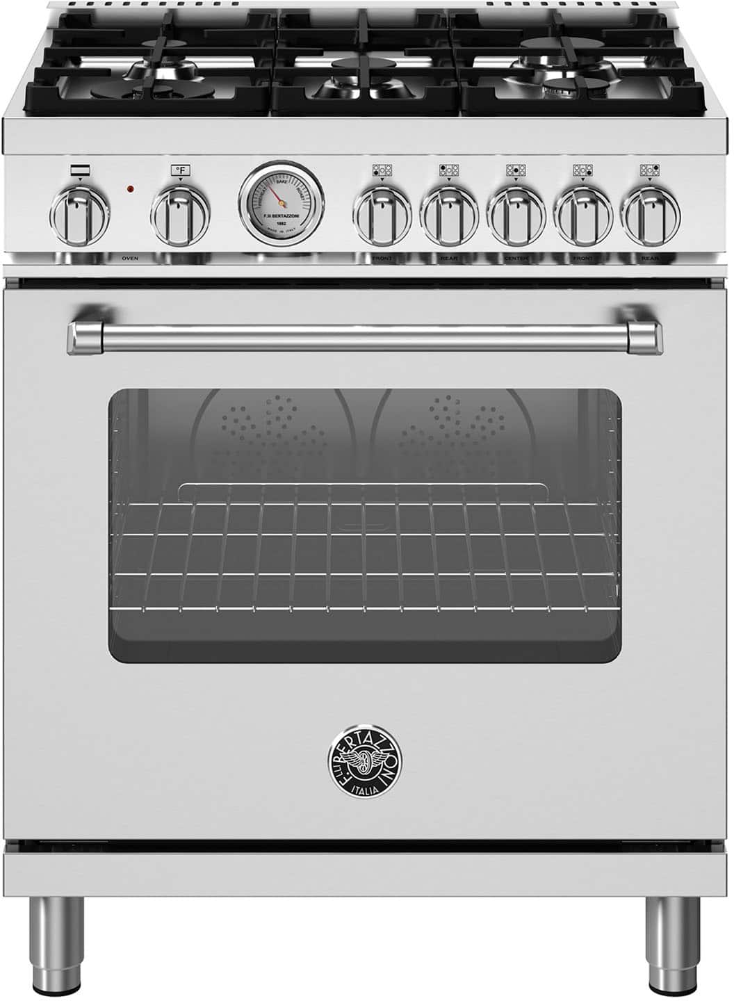 Bertazzoni - 30" Master Series range - Dual Fuel - 5 aluminum burners - Stainless Steel