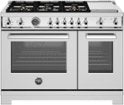 Bertazzoni - 48" Professional Series range - Electric self clean oven - 6 brass burners + griddle - Stainless Steel