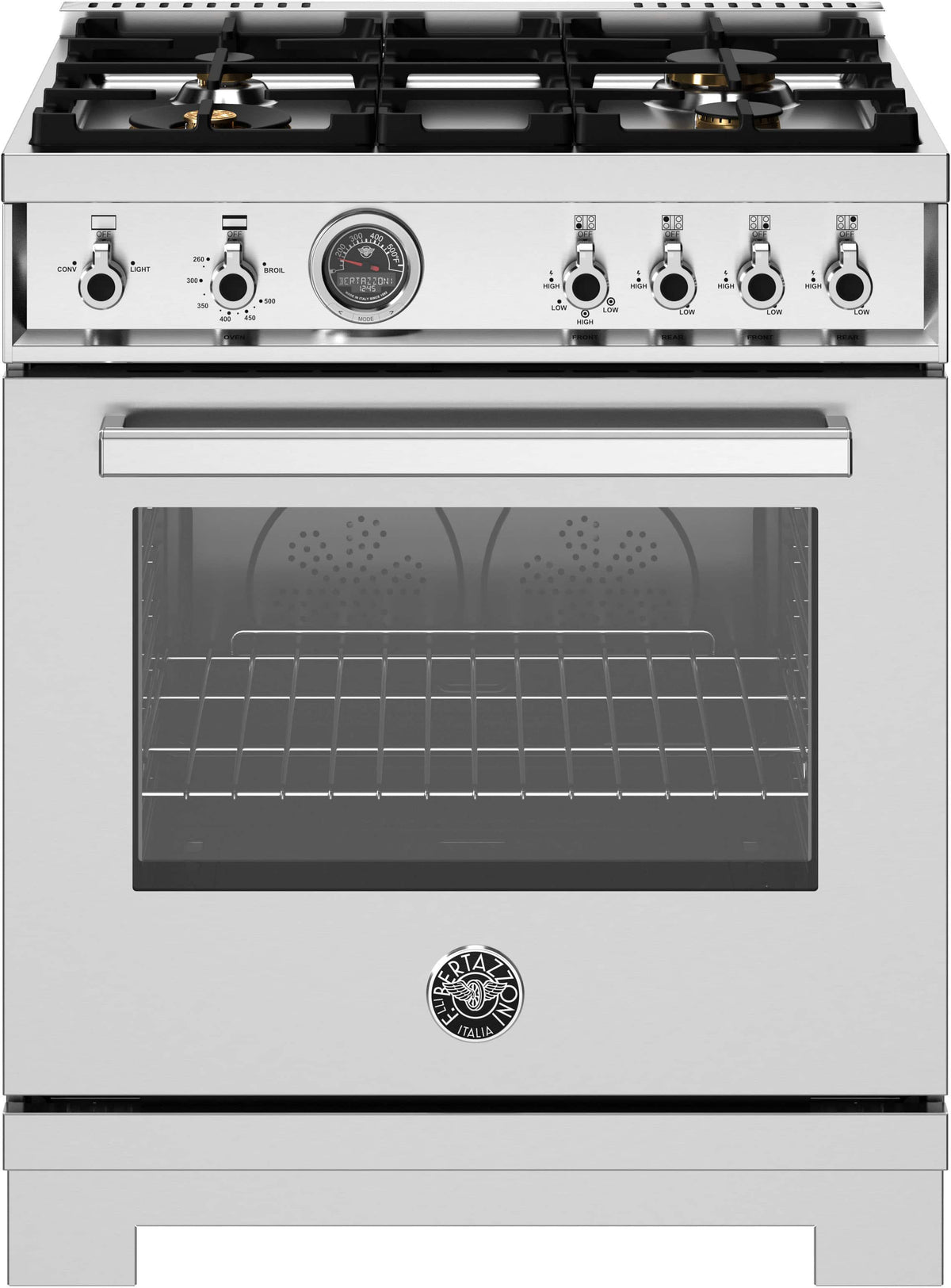 Bertazzoni - 30" Professional Series range - Gas oven - 4 brass burners - LP version - Stainless Steel