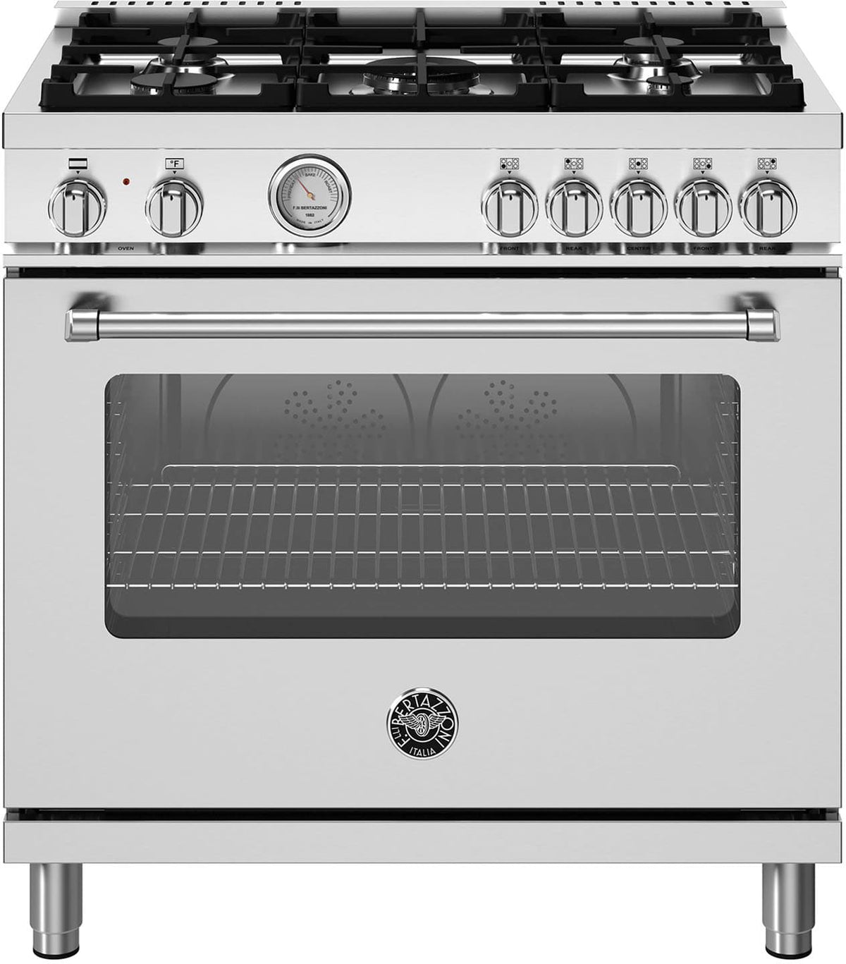 Bertazzoni - 36" Master Series range - Dual Fuel - 5 aluminum burners - Stainless Steel