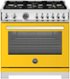 Bertazzoni - 36" Professional Series range - Electric self clean oven - 6 brass burners - Yellow