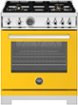 Bertazzoni - 30" Professional Series range - Gas oven - 4 brass burners - Yellow
