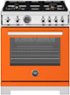 Bertazzoni - 30" Professional Series range - Gas oven - 4 brass burners - Orange