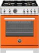 Bertazzoni - 30" Professional Series range - Gas oven - 4 brass burners - Orange