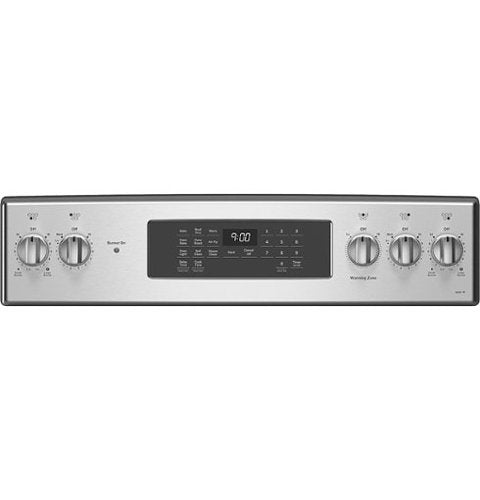 GE Profile - 30" Wide 5 Elements 6.2 Cu. Ft. Smart Free-Standing Electric Convection Range w/ Self-Clean and Steam Clean and Air Fry - Stainless Steel