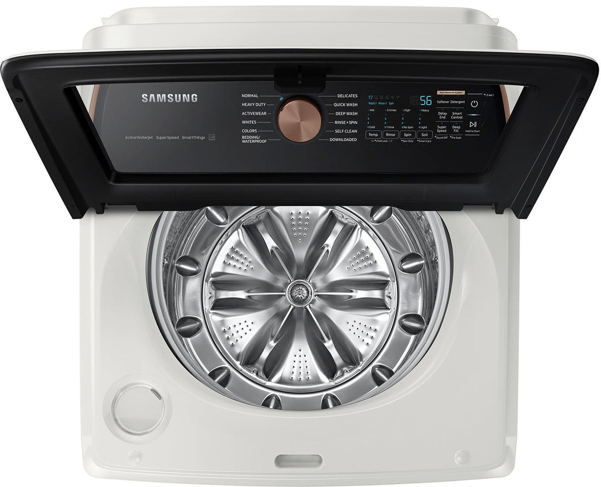 Samsung - 5.5 Cu. Ft. High-Efficiency Smart Top Load Washer with Auto Dispense System - Ivory