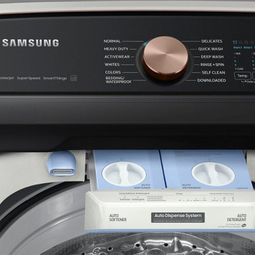 Samsung - 5.5 Cu. Ft. High-Efficiency Smart Top Load Washer with Auto Dispense System - Ivory